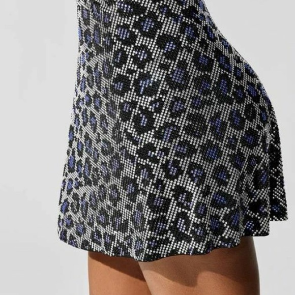 Adam Selman sport Leopard Print Mini Skirt - Black and Blue - Picture 1 of 4